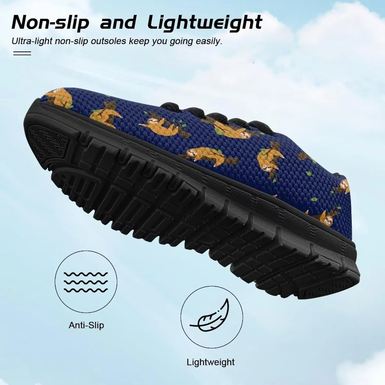 Kids Sneakers Lightweight Cat/Sloth/Koala Graphic Mesh Shoes Little Girls Lace-up Tennis Sneaker for Sport Wear