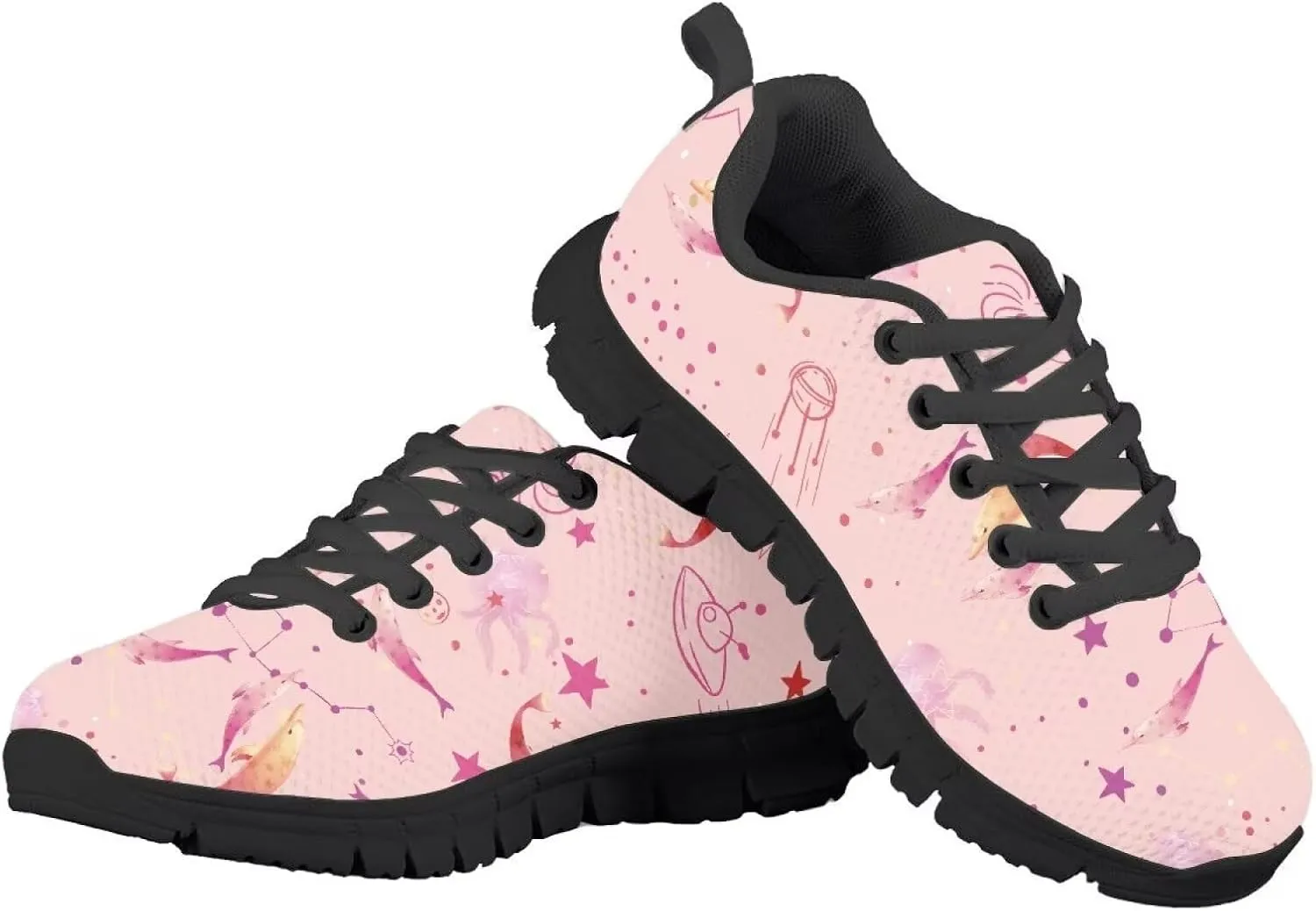 Kids Sneakers Lightweight Cat/Sloth/Koala Graphic Mesh Shoes Little Girls Lace-up Tennis Sneaker for Sport Wear