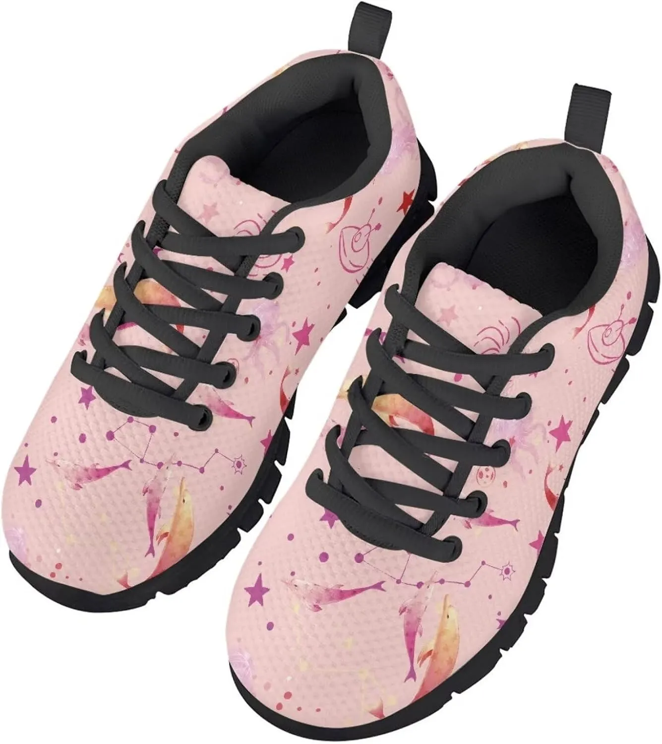 Kids Sneakers Lightweight Cat/Sloth/Koala Graphic Mesh Shoes Little Girls Lace-up Tennis Sneaker for Sport Wear