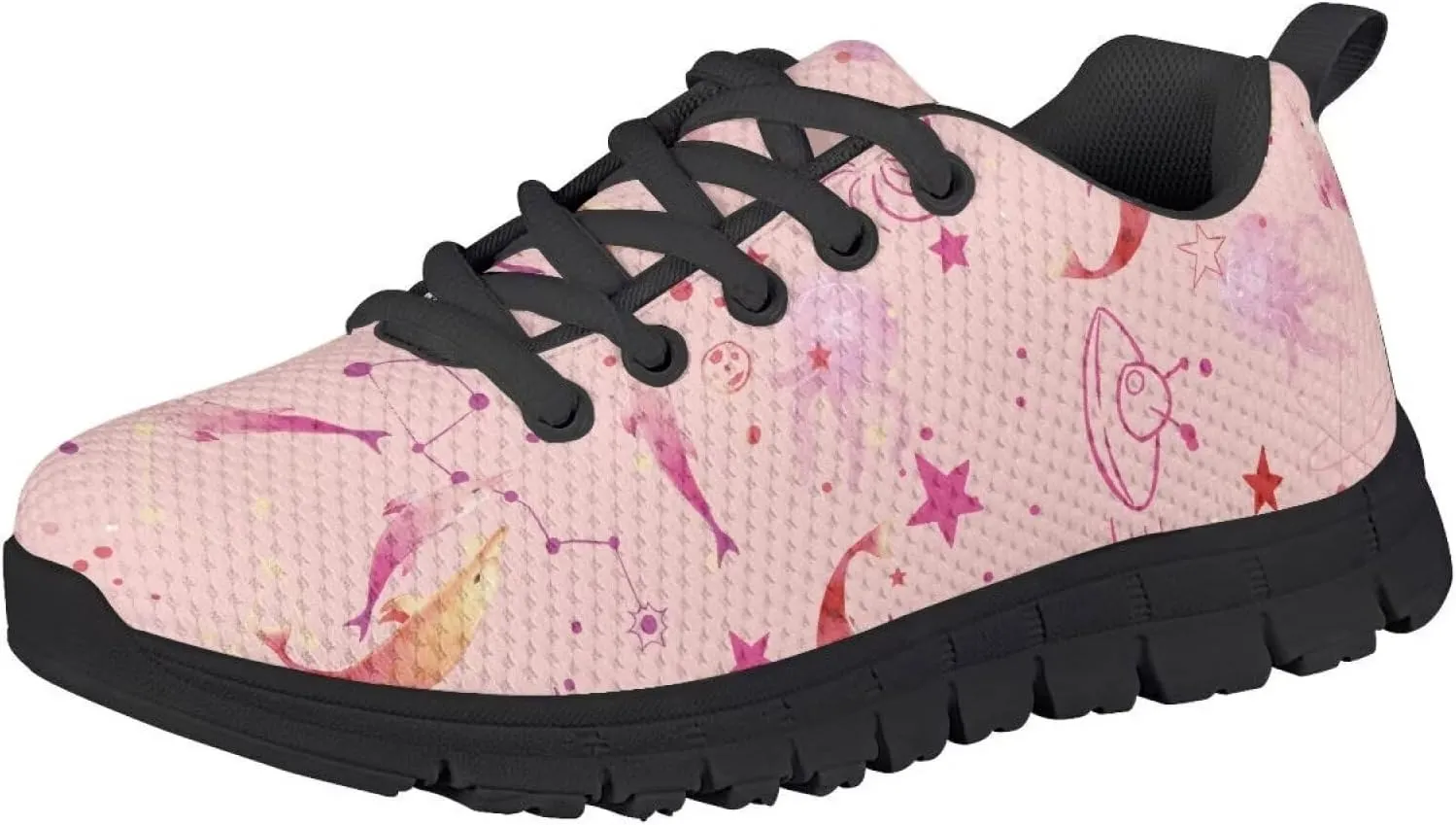 Kids Sneakers Lightweight Cat/Sloth/Koala Graphic Mesh Shoes Little Girls Lace-up Tennis Sneaker for Sport Wear