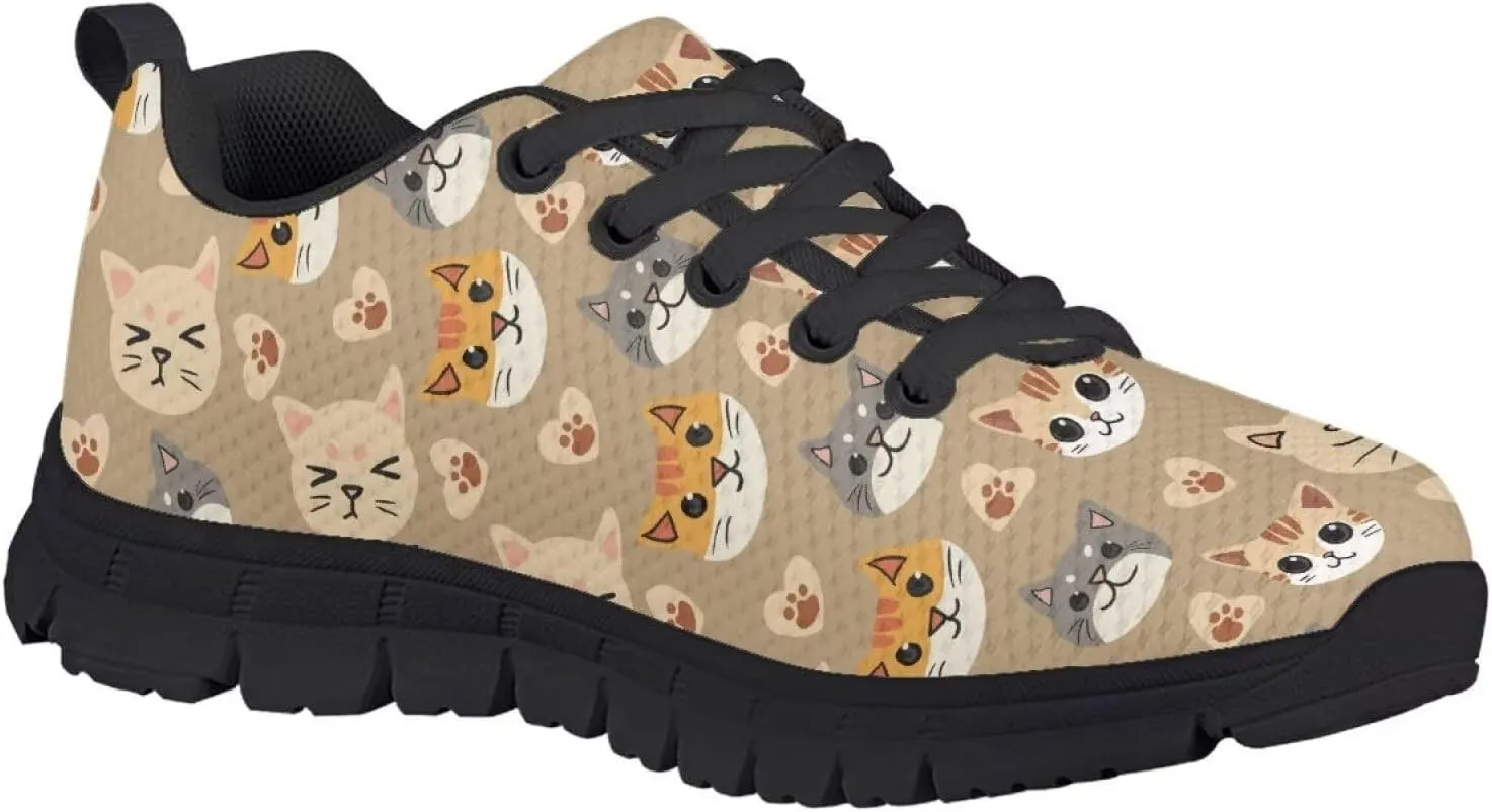Kids Sneakers Lightweight Cat/Sloth/Koala Graphic Mesh Shoes Little Girls Lace-up Tennis Sneaker for Sport Wear