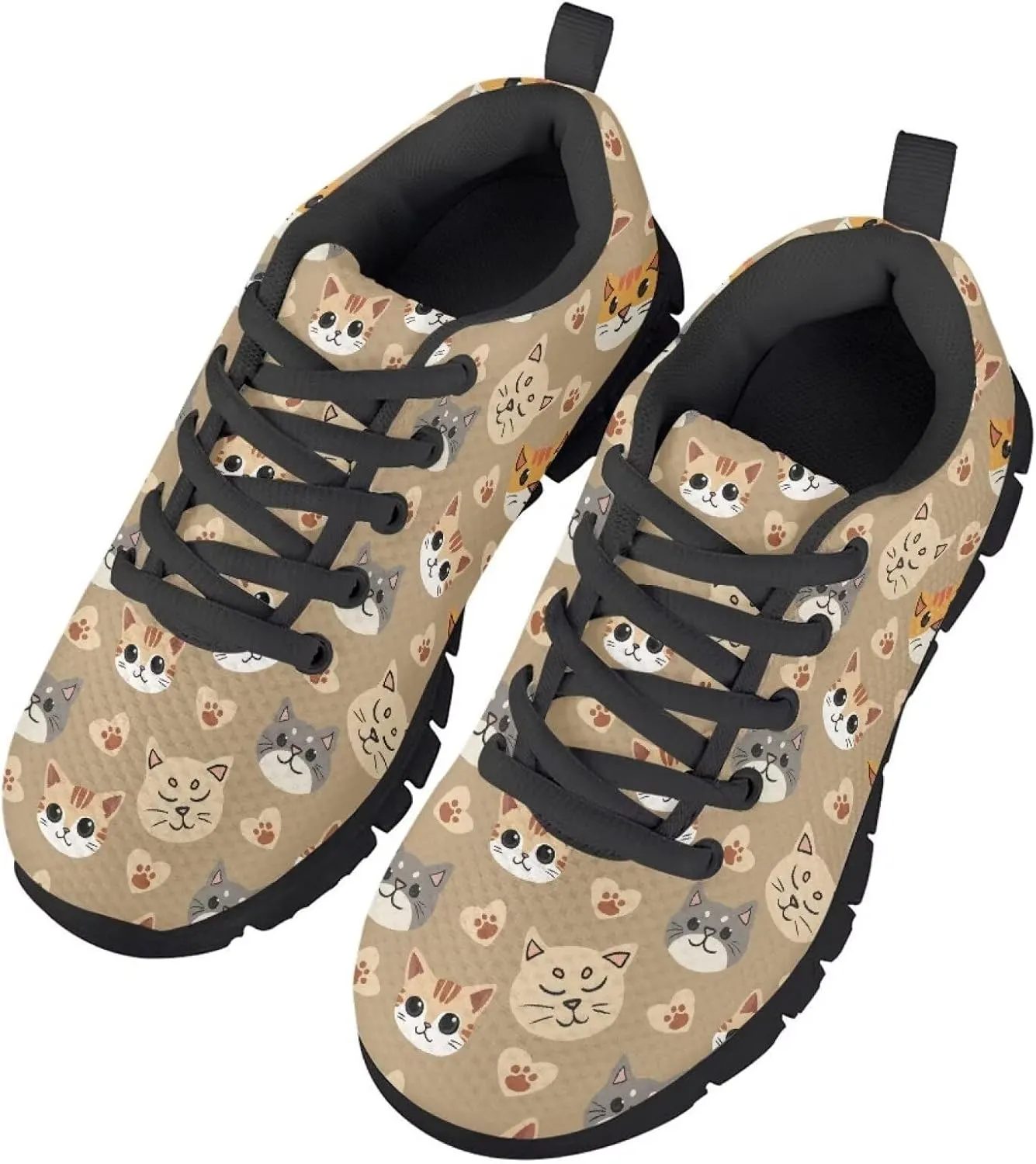 Kids Sneakers Lightweight Cat/Sloth/Koala Graphic Mesh Shoes Little Girls Lace-up Tennis Sneaker for Sport Wear