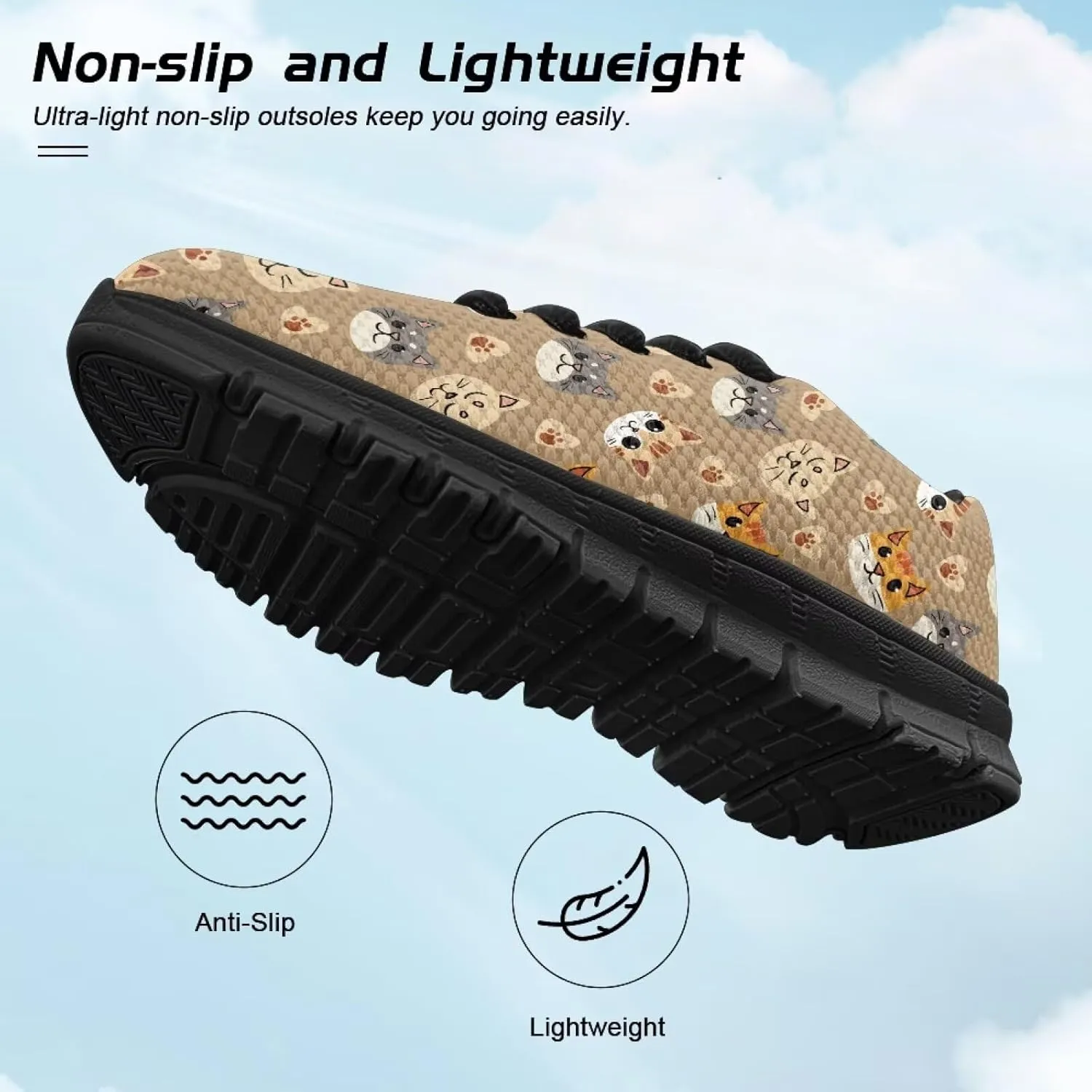Kids Sneakers Lightweight Cat/Sloth/Koala Graphic Mesh Shoes Little Girls Lace-up Tennis Sneaker for Sport Wear