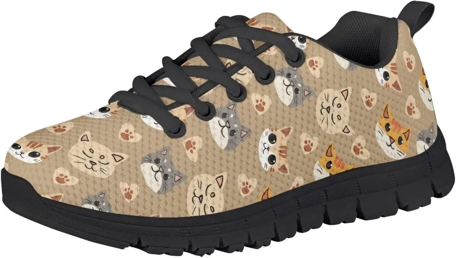 Kids Sneakers Lightweight Cat/Sloth/Koala Graphic Mesh Shoes Little Girls Lace-up Tennis Sneaker for Sport Wear
