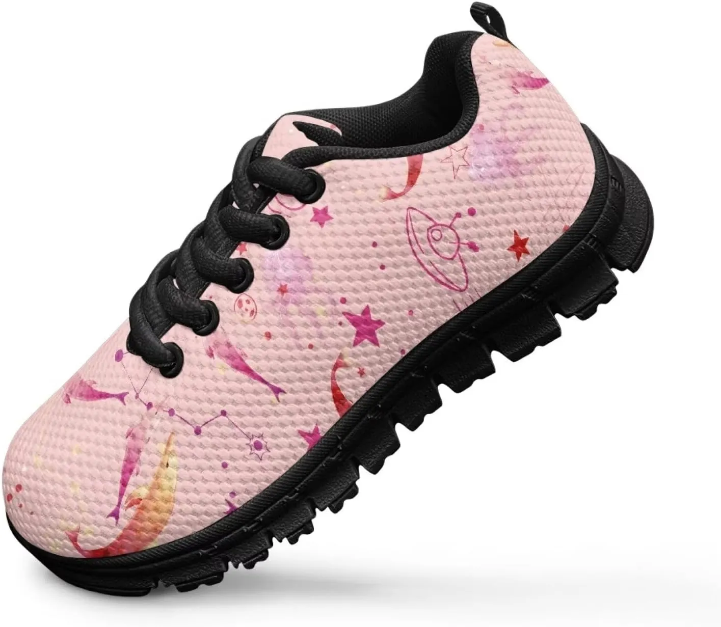 Kids Sneakers Lightweight Cat/Sloth/Koala Graphic Mesh Shoes Little Girls Lace-up Tennis Sneaker for Sport Wear