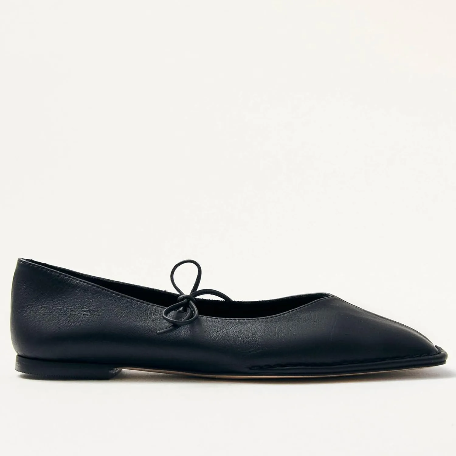 Lace Up Ballet Flats for Women Bow Square Toe Mary Jane Flats Slip On Leather Ballerina Shoes
