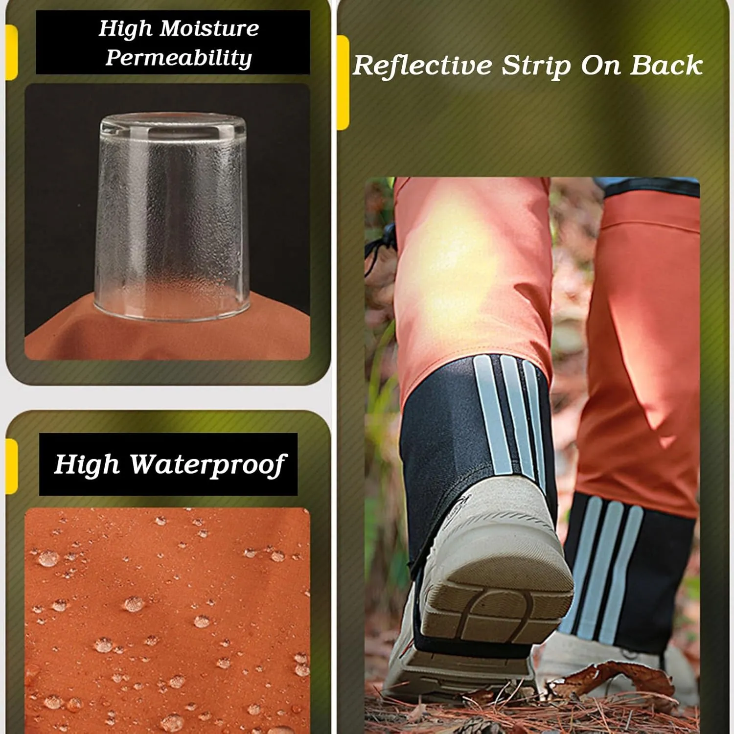 Leg Gaiters,Snake Bite Protection Guards,Outdoor Waterproof Hiking Gaiters with Adjustable Size,for Walking,Climbing,Hiking