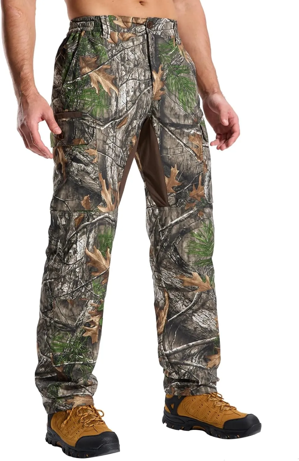 LOOGU Camo Hunting Pants for Men Water-Resistant Quiet & Matte Turkey Hunting Camo Pants for Men with 6 Pockets