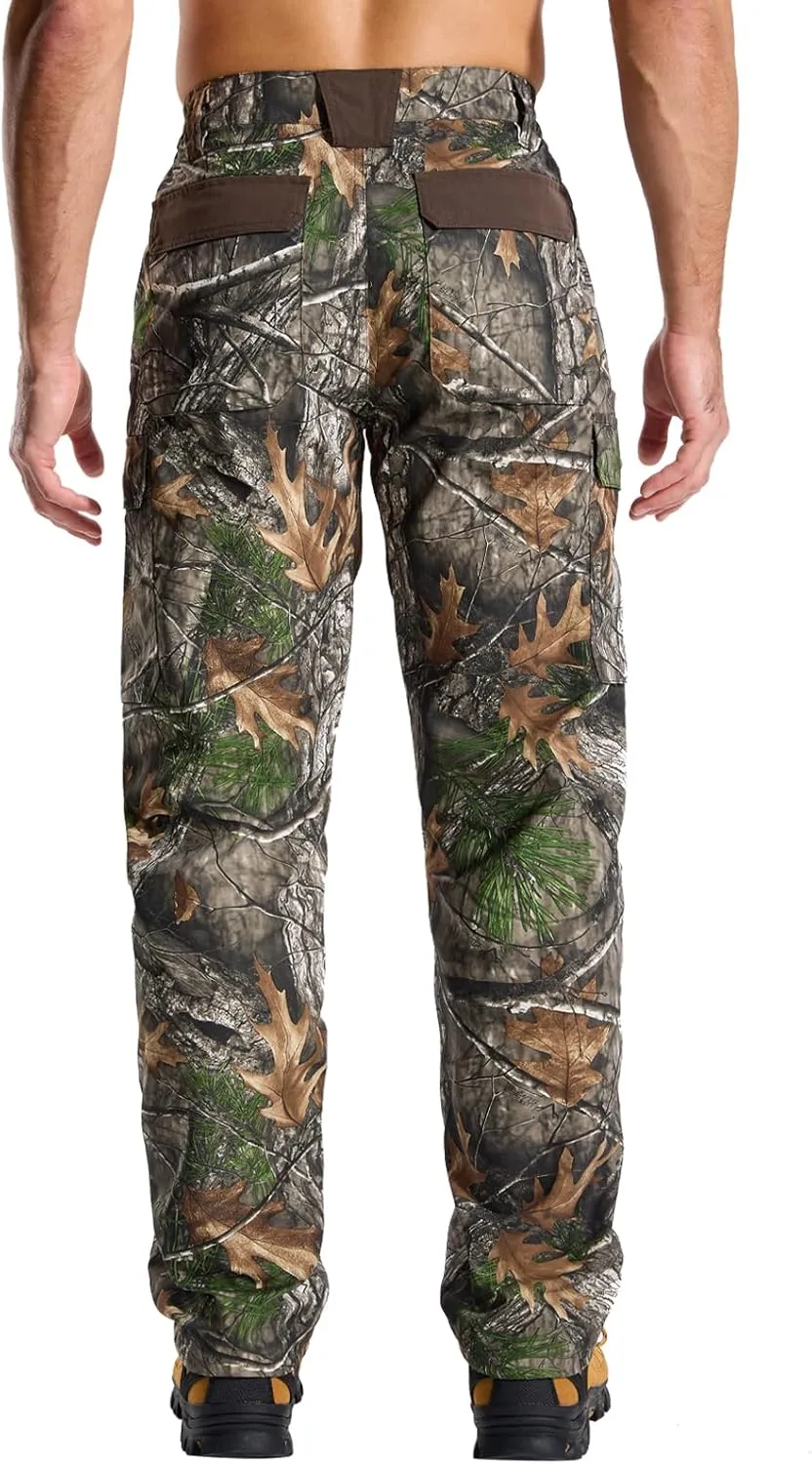 LOOGU Camo Hunting Pants for Men Water-Resistant Quiet & Matte Turkey Hunting Camo Pants for Men with 6 Pockets