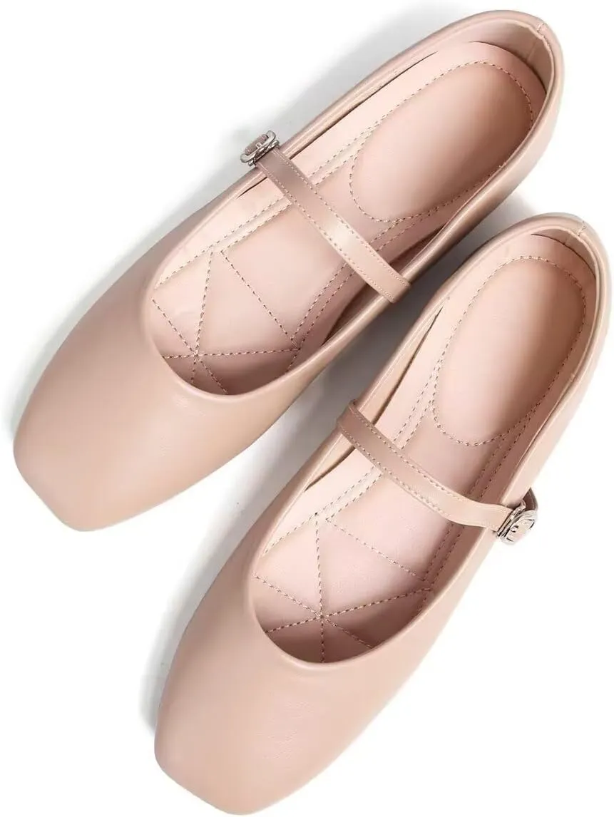 LUXINYU Women's Slip on Flats,Classy Round Toe Solid Classic Mary Jane Ballet Dance Shoes Soft Comfortable PU Flat Shoes