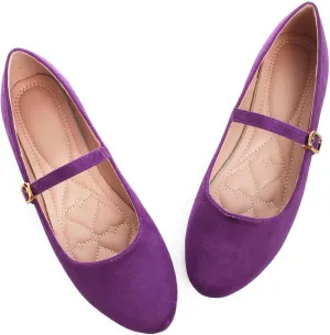LUXINYU Women's Slip on Flats,Classy Round Toe Solid Classic Mary Jane Ballet Dance Shoes Soft Comfortable PU Flat Shoes