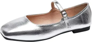 LUXINYU Women's Slip on Flats,Classy Round Toe Solid Classic Mary Jane Ballet Dance Shoes Soft Comfortable PU Flat Shoes