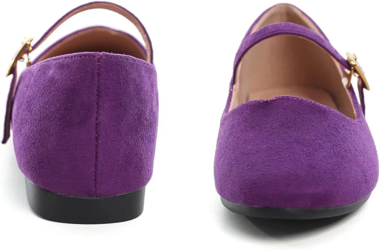 LUXINYU Women's Slip on Flats,Classy Round Toe Solid Classic Mary Jane Ballet Dance Shoes Soft Comfortable PU Flat Shoes