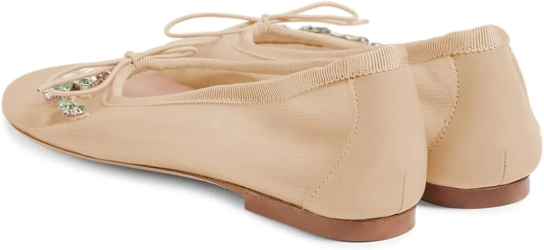 Maiyang Women Classic Floral Rhinestone Round Toe Slip on Ballet Flats Comfortable Breathable Ballroom Daily Casual Shoes Size 4-16 US