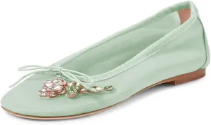 Maiyang Women Classic Floral Rhinestone Round Toe Slip on Ballet Flats Comfortable Breathable Ballroom Daily Casual Shoes Size 4-16 US