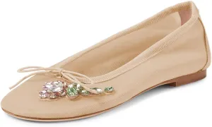 Maiyang Women Classic Floral Rhinestone Round Toe Slip on Ballet Flats Comfortable Breathable Ballroom Daily Casual Shoes Size 4-16 US