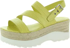 Marc Fisher Womens Zakiya 2 Crocodile Print Espadrilles Yellow 10 Medium (B,M)