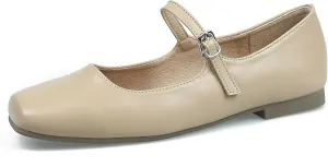 Mary Jane Flats for Women Buckle Ballet Flats Classy Dressy Comfortable Square Toe Slip on Flats Women's Soft Work Casual Dress Shoes