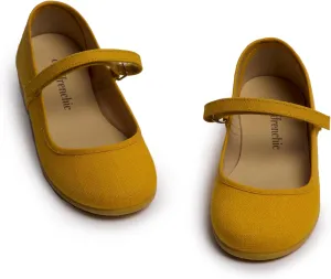 Mary Jane Flats with Hook and Loop Straps – Girls' Shoes for School, Weddings and Casual Wear (Canvas)