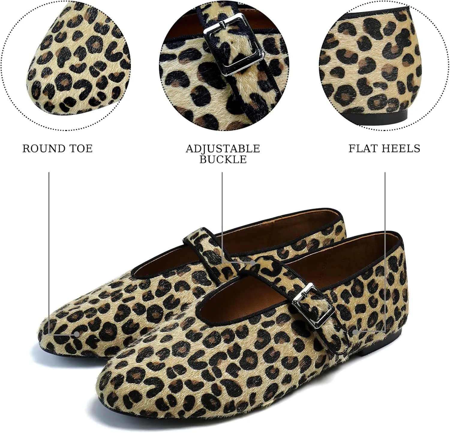 Mary Jane Shoes Women Ballet Flats with Buckle Strap Round Toe Wide Width Closed Toe Flats for Women Dressy
