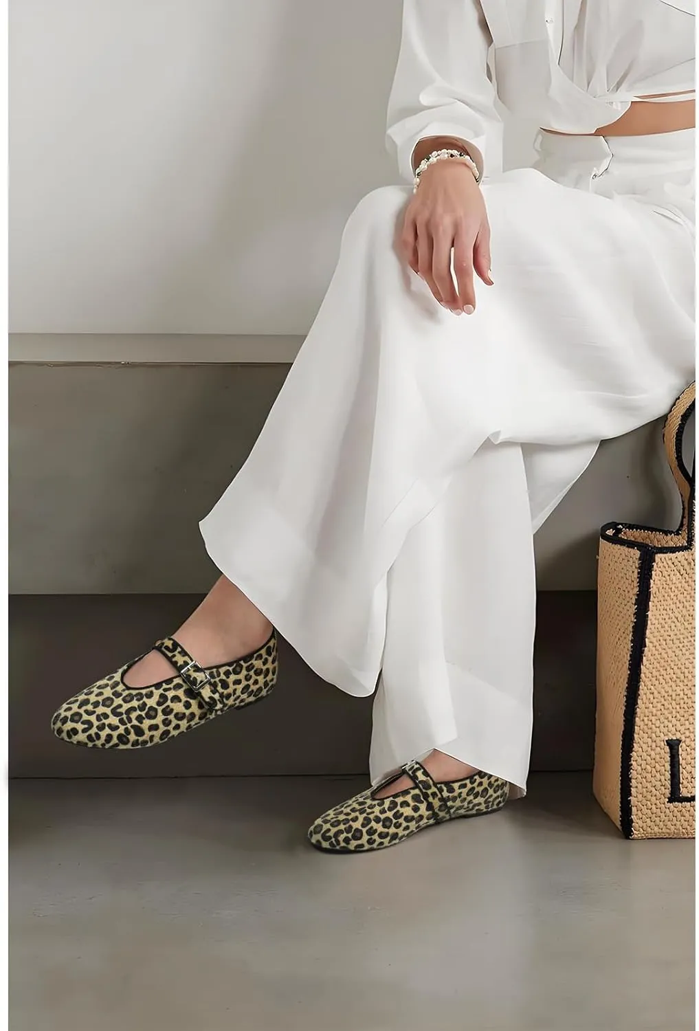 Mary Jane Shoes Women Ballet Flats with Buckle Strap Round Toe Wide Width Closed Toe Flats for Women Dressy
