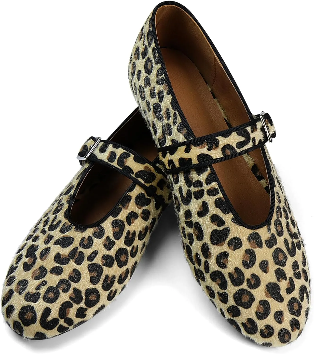 Mary Jane Shoes Women Ballet Flats with Buckle Strap Round Toe Wide Width Closed Toe Flats for Women Dressy