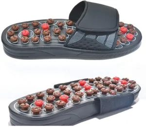 Massage Shoes, Unisex Health Foot Shoes, Blood Circulation Therapy, Reflective Massage Slippers, Acupuncture Foot Massage Shoes (Color : Black)