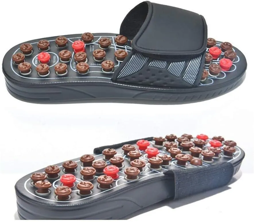 Massage Shoes, Unisex Health Foot Shoes, Blood Circulation Therapy, Reflective Massage Slippers, Acupuncture Foot Massage Shoes (Color : Black)