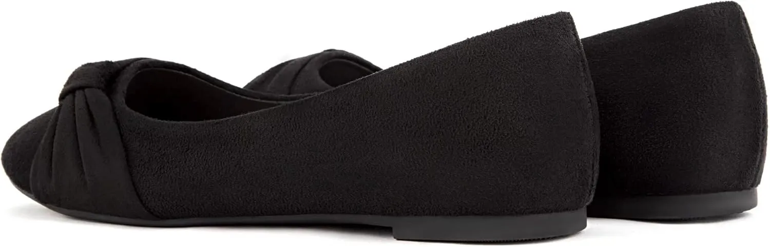 MaxMuxun Women's Flats Shoes Faux Suede Round Toe Ballet Dressy Flats Comfortable Slip On Walking Shoes