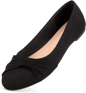 MaxMuxun Women's Flats Shoes Faux Suede Round Toe Ballet Dressy Flats Comfortable Slip On Walking Shoes