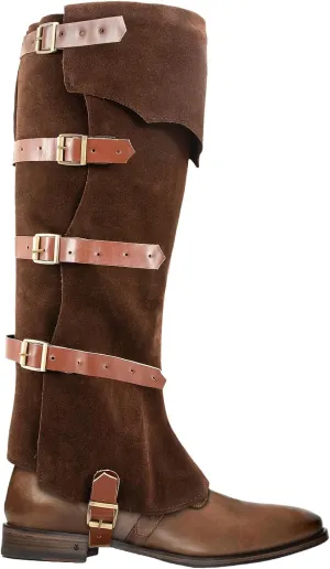 Medieval Boot Covers - Faux Leather Renaissance Pirate Knight Armor Gaiters Cosplay Accessory