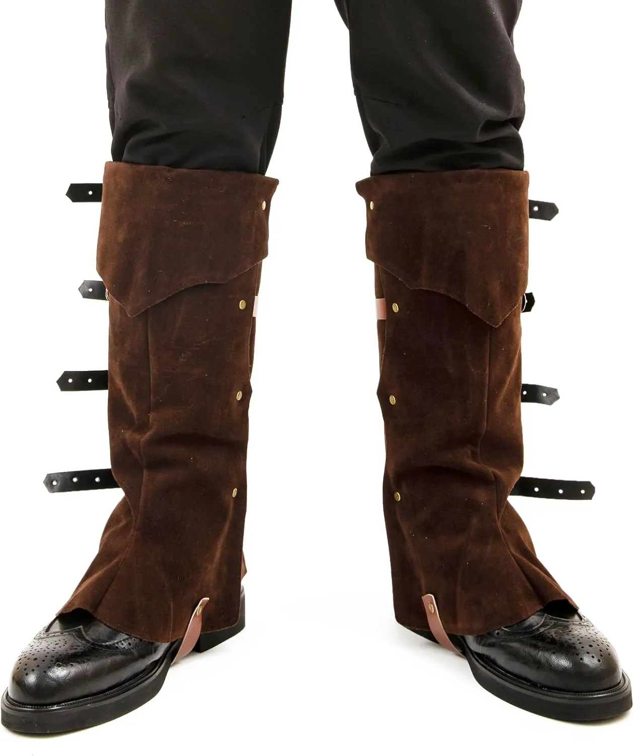 Medieval Boot Covers - Faux Leather Renaissance Pirate Knight Armor Gaiters Cosplay Accessory