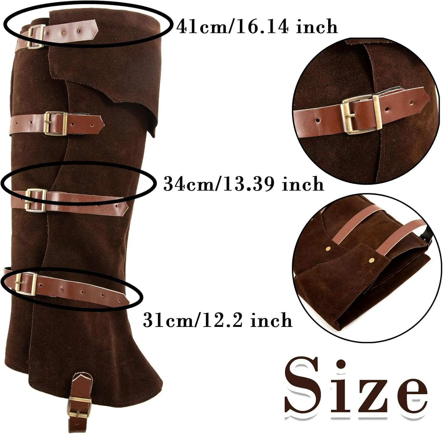 Medieval Boot Covers - Faux Leather Renaissance Pirate Knight Armor Gaiters Cosplay Accessory