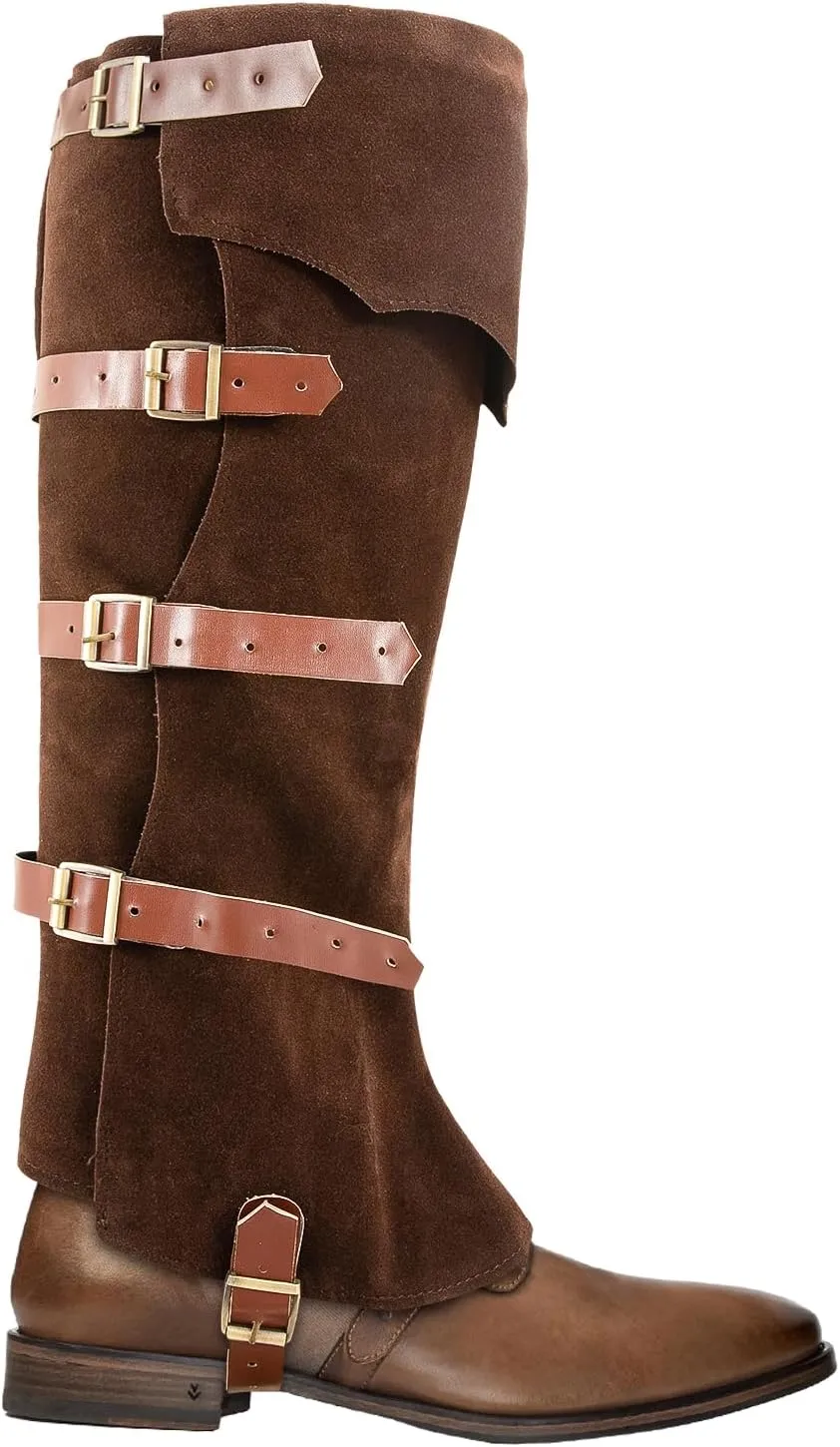 Medieval Boot Covers - Faux Leather Renaissance Pirate Knight Armor Gaiters Cosplay Accessory