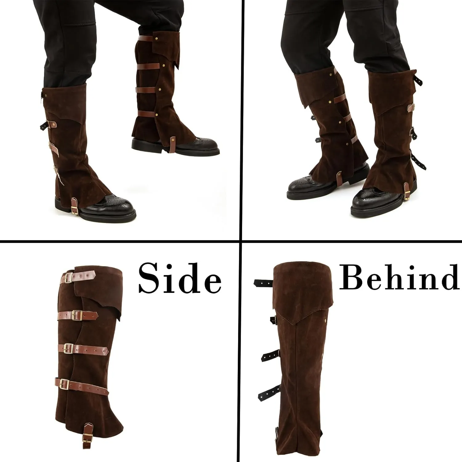 Medieval Boot Covers - Faux Leather Renaissance Pirate Knight Armor Gaiters Cosplay Accessory