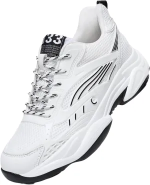Men’s Elevator Chunky Sneakers 2.4" Height Increase – Invisible Height Boost Athletic Shoes – Fashion Thick-Soled Sport Sneakers – Breathable Walking & Gym Shoes for Casual and Streetwear