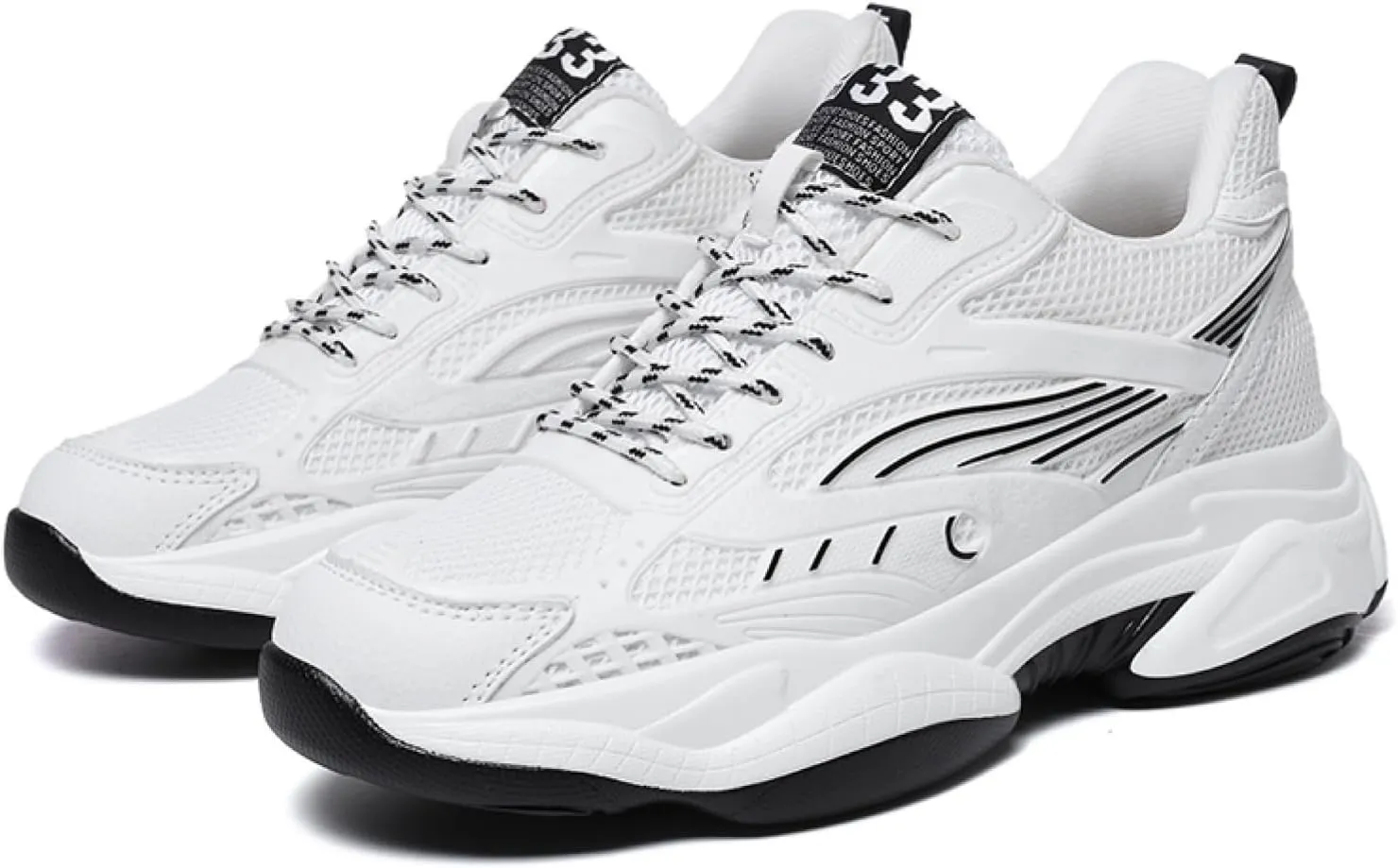 Men’s Elevator Chunky Sneakers 2.4" Height Increase – Invisible Height Boost Athletic Shoes – Fashion Thick-Soled Sport Sneakers – Breathable Walking & Gym Shoes for Casual and Streetwear