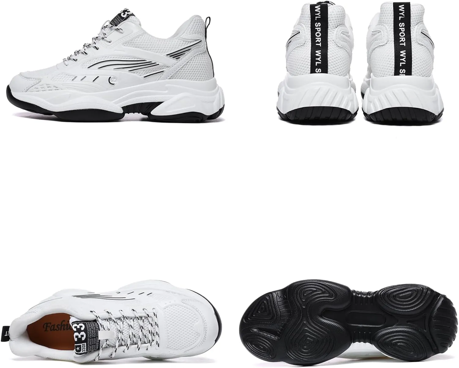 Men’s Elevator Chunky Sneakers 2.4" Height Increase – Invisible Height Boost Athletic Shoes – Fashion Thick-Soled Sport Sneakers – Breathable Walking & Gym Shoes for Casual and Streetwear