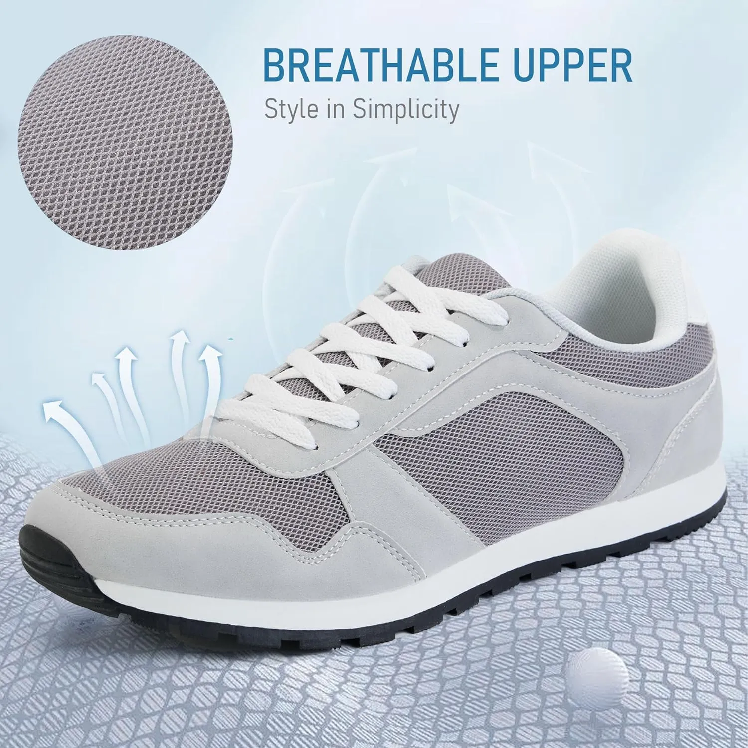 Men's Fashion Sneakers Lace-Up Walking Shoes, Lightweight Breathable Mesh Trainers for Casual Wear, Gym, and Outdoor Activities