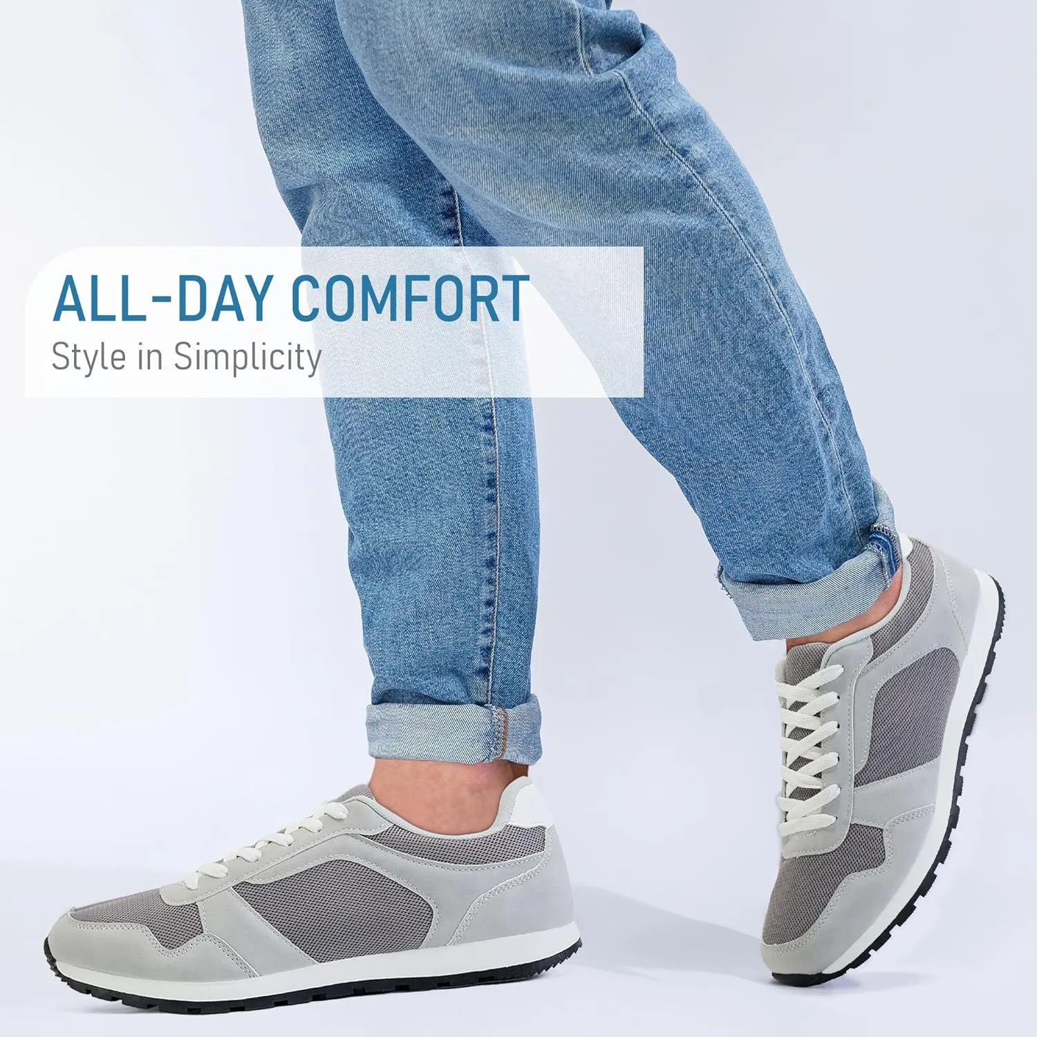Men's Fashion Sneakers Lace-Up Walking Shoes, Lightweight Breathable Mesh Trainers for Casual Wear, Gym, and Outdoor Activities