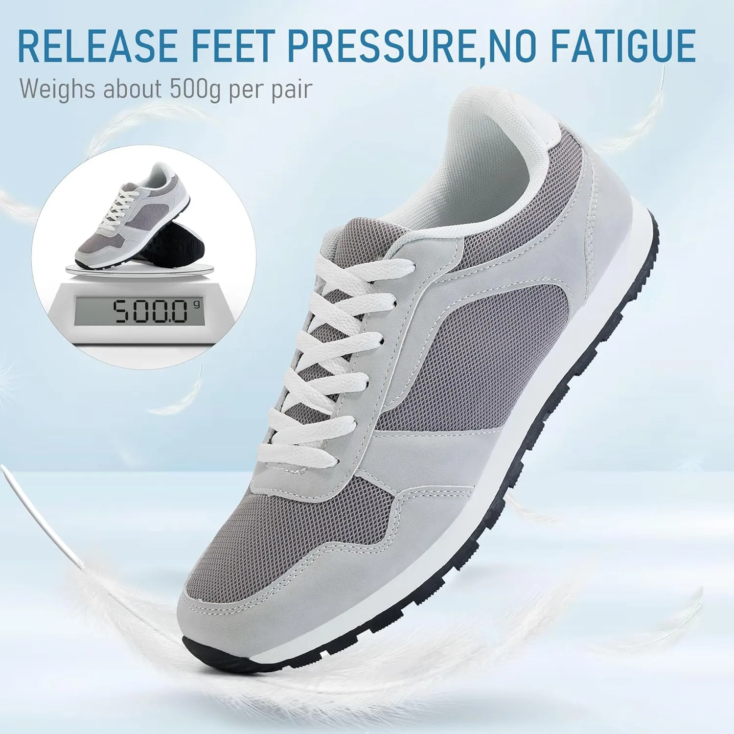 Men's Fashion Sneakers Lace-Up Walking Shoes, Lightweight Breathable Mesh Trainers for Casual Wear, Gym, and Outdoor Activities