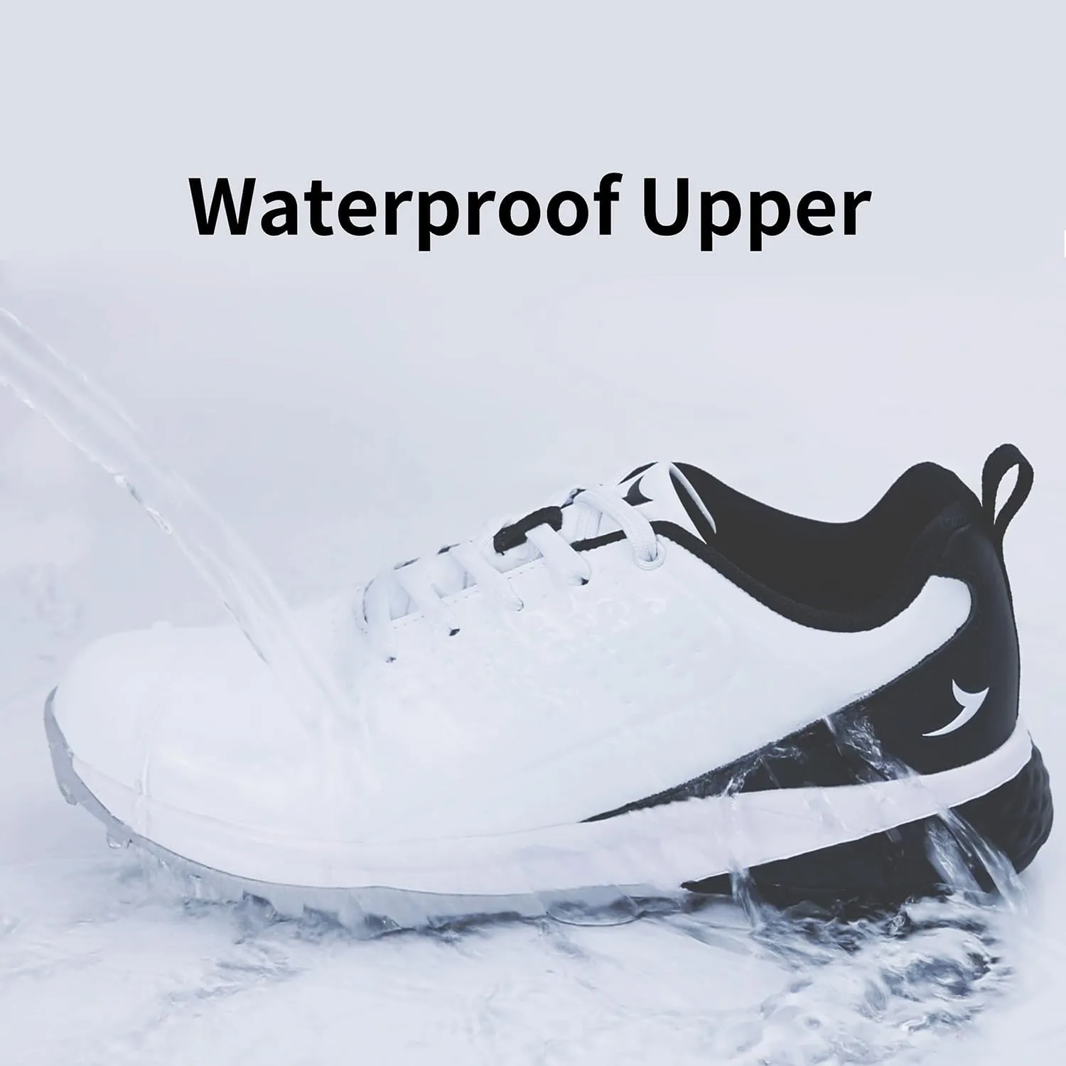 Mens Golf Shoes Waterproof Non-Slip Spiked Lightweight Outdoor Sport Walking Training Sneakers White US 7-12