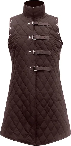 Men's Medieval Long Vest Padded Sleeveless Armor Waistcoat Retro Outdoor Sleeveless Jacket