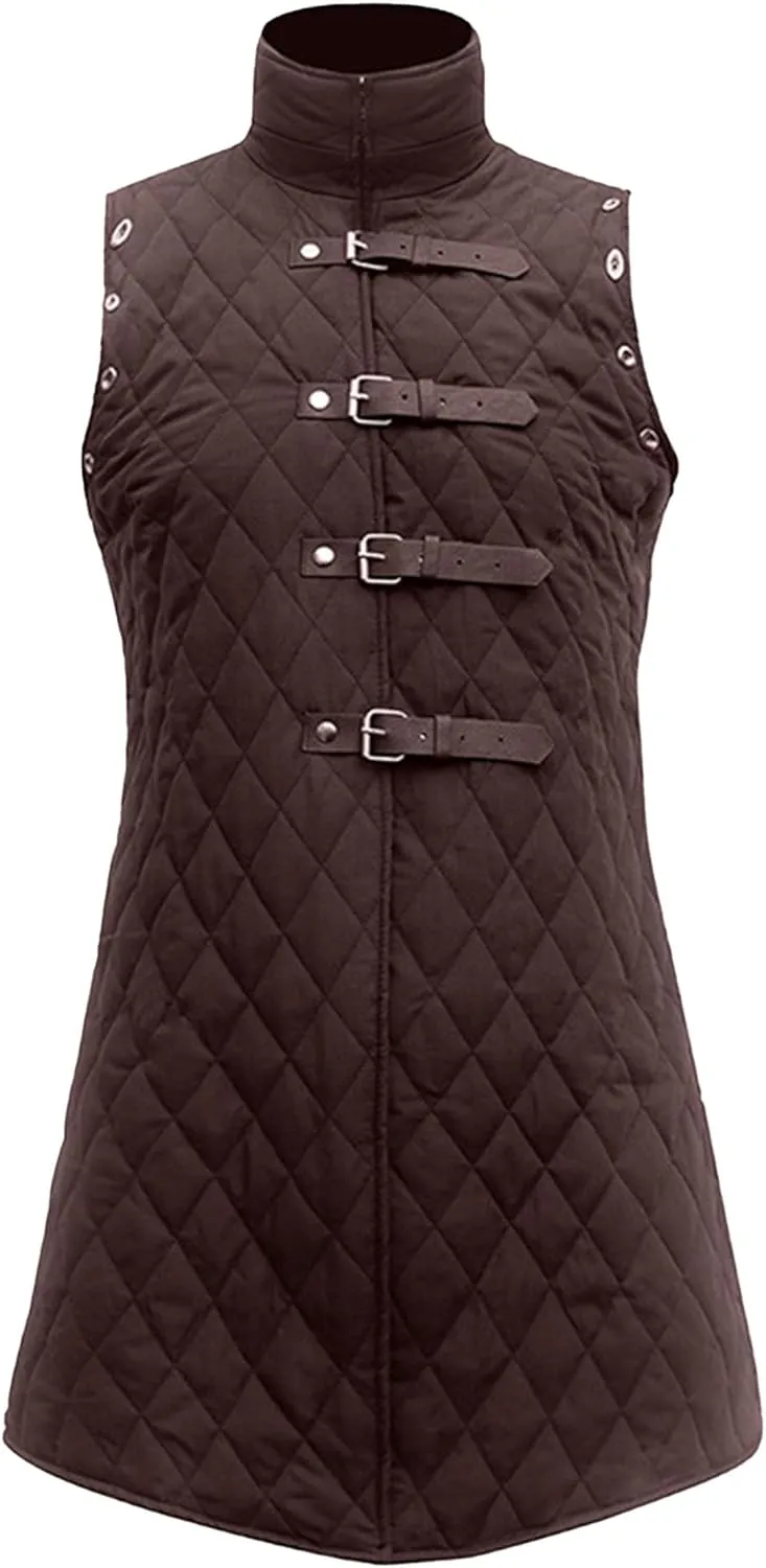 Men's Medieval Long Vest Padded Sleeveless Armor Waistcoat Retro Outdoor Sleeveless Jacket