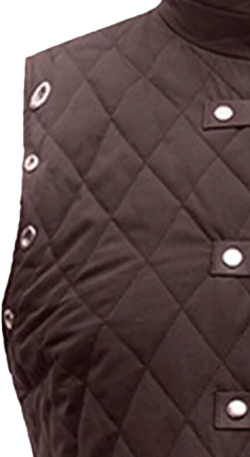 Men's Medieval Long Vest Padded Sleeveless Armor Waistcoat Retro Outdoor Sleeveless Jacket