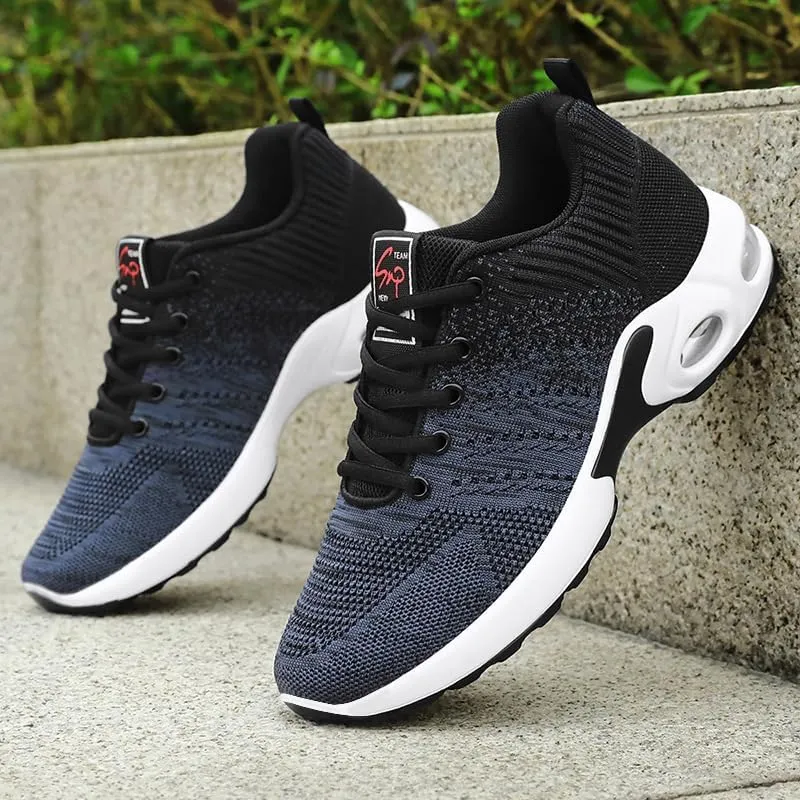 Men's Running Shoes Lightweight Breathable Flying Knitting Lace Up Mesh Walking Comfortable Fashion Casual Sneakers Workout Sports Shoes