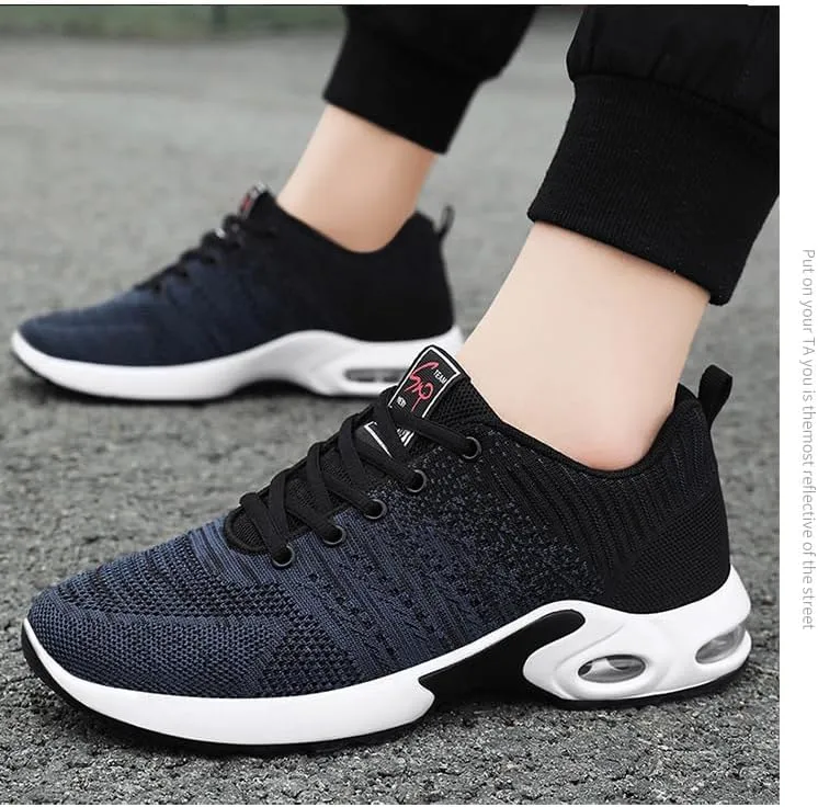 Men's Running Shoes Lightweight Breathable Flying Knitting Lace Up Mesh Walking Comfortable Fashion Casual Sneakers Workout Sports Shoes