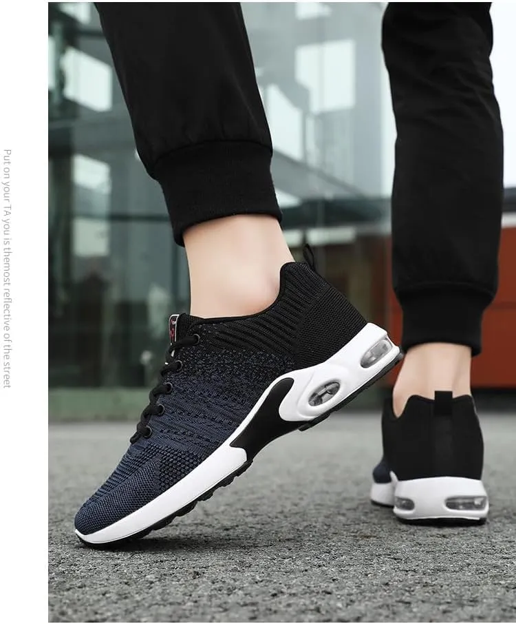 Men's Running Shoes Lightweight Breathable Flying Knitting Lace Up Mesh Walking Comfortable Fashion Casual Sneakers Workout Sports Shoes