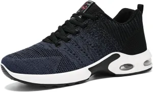 Men's Running Shoes Lightweight Breathable Flying Knitting Lace Up Mesh Walking Comfortable Fashion Casual Sneakers Workout Sports Shoes