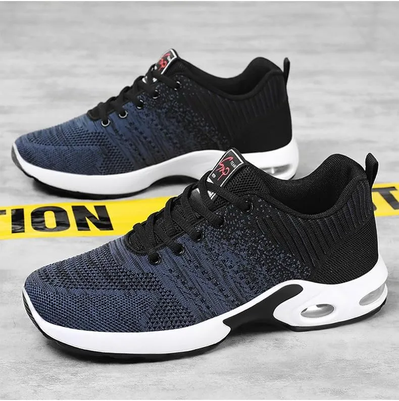 Men's Running Shoes Lightweight Breathable Flying Knitting Lace Up Mesh Walking Comfortable Fashion Casual Sneakers Workout Sports Shoes